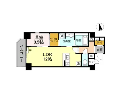 クレールフォレスタ(1LDK/1階)の間取り写真