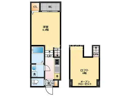 MODERAN PALAZZO西諫早駅(1SK/2階)の間取り写真