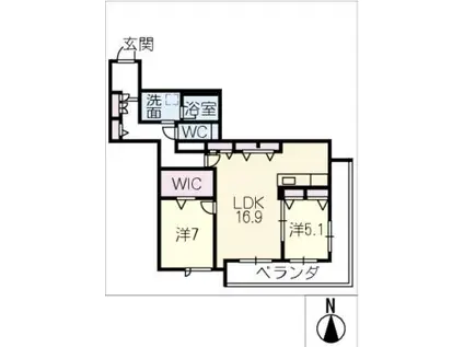 シャトーグラン(2LDK/2階)の間取り写真