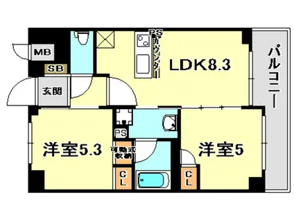 エステムプラザ神戸西IVインフィニティ(2DK/4階)の間取り写真