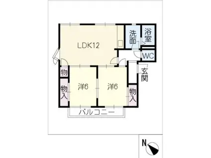 フレグランス外神(2LDK/2階)の間取り写真