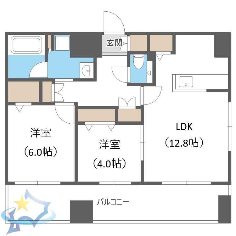 MJ SQUARE KOTONI(2LDK/9階)の間取り写真