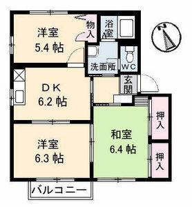 シャーメゾン宮崎(3DK/1階)の間取り写真