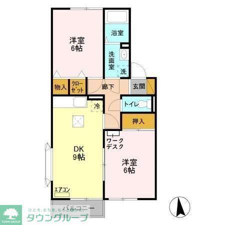 セジュール御堂の上A(2DK/1階)の間取り写真