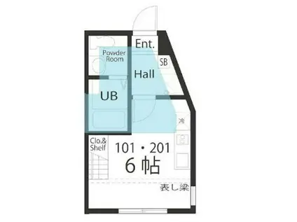 ハーミットクラブハウス井土ヶ谷IIIB号棟(ワンルーム/2階)の間取り写真