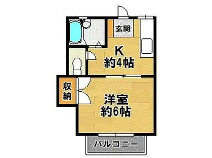 ルシエール南が丘(1K/2階)の間取り写真