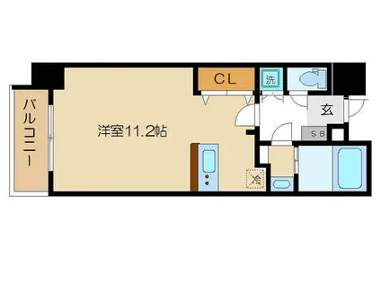 アンビエンテ王子籠池(ワンルーム/2階)の間取り写真