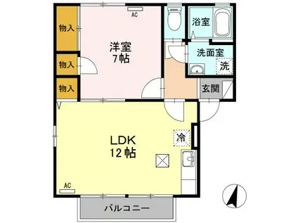 アコール近江A棟(1LDK/1階)の間取り写真
