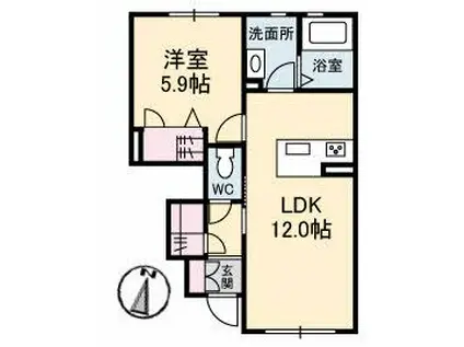 シェリール・ガーデン 壱番館(1LDK/1階)の間取り写真