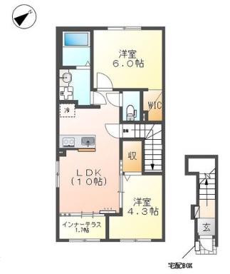 ラクードシャA(2LDK/2階)の間取り写真