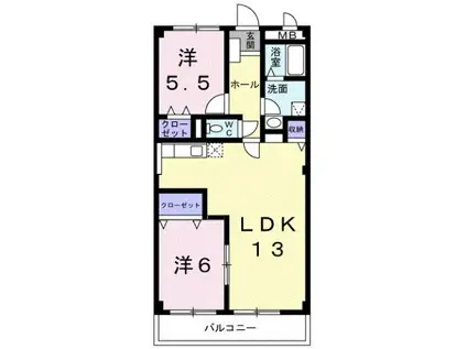 フロラシオンAI(2LDK/2階)の間取り写真