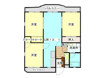 グランドヒルズ(3LDK/3階)の間取り写真