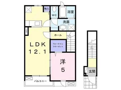 ブライト フォレスト(1LDK/2階)の間取り写真