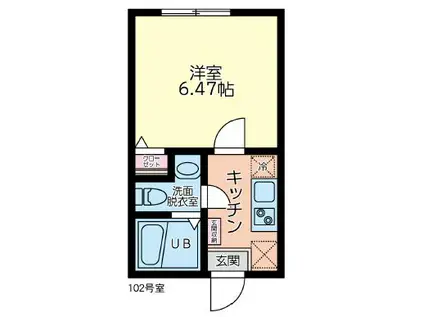 セテル新大津(1K/1階)の間取り写真