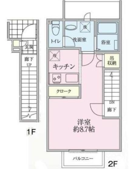 アンフィールド妙典(1K/2階)の間取り写真