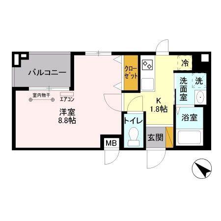 ESPOIR(1K/2階)の間取り写真