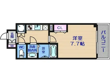 レジュールアッシュ天王寺(1K/3階)の間取り写真