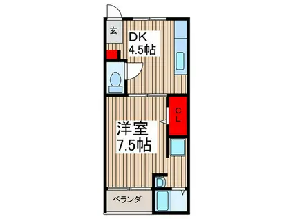 コーポ誠(1DK/1階)の間取り写真