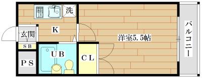 レリーサ真上(1K/3階)の間取り写真