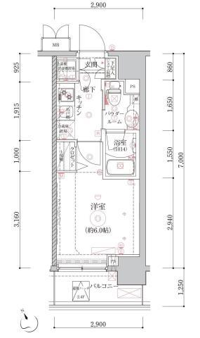 クレイシア品川戸越銀座(1K/6階)の間取り写真