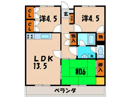 南町ガーデンヒルズ(3LDK/1階)の間取り写真