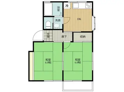 ハイツアスター(2DK/2階)の間取り写真