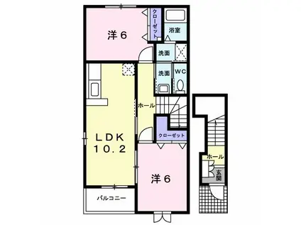 プラシード・カーサ(2LDK/2階)の間取り写真