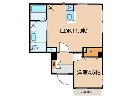 GIUGNO(1LDK/3階)の間取り写真