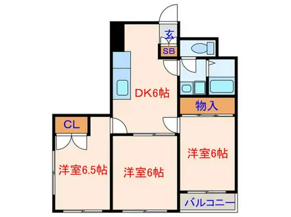 ヌーヴェル中原(3DK/4階)の間取り写真