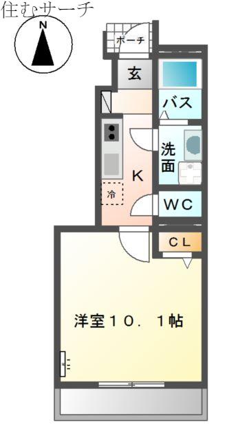 アイリス笹川(1K/1階)の間取り写真