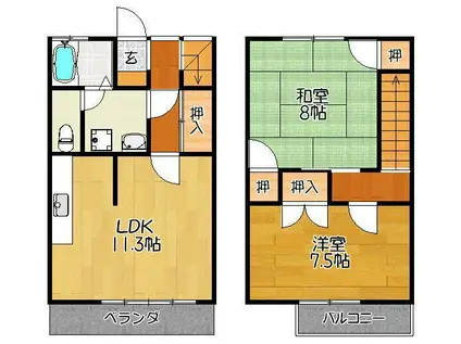 エムハイツ B棟(2LDK/1階)の間取り写真
