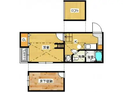 コンフォートベネフィス大橋4(1K/1階)の間取り写真