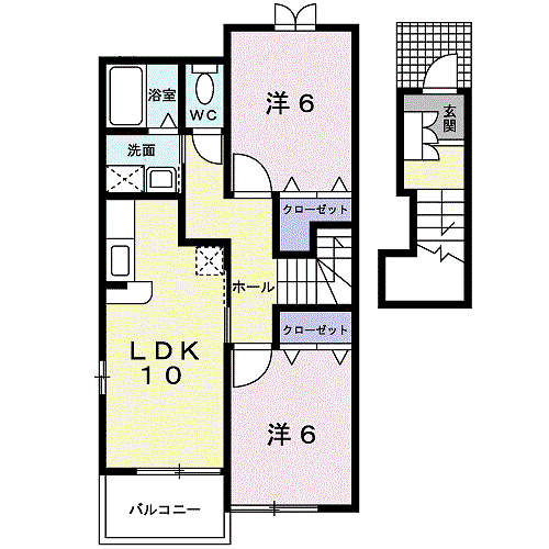 プラシードK(2LDK/2階)の間取り写真