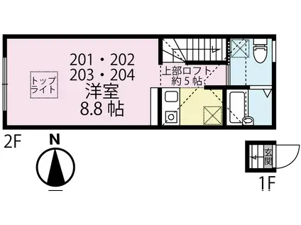 セゾン平野(2LDK/2階)の間取り写真