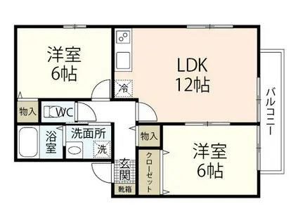 ファミール宮上D(2LDK/2階)の間取り写真