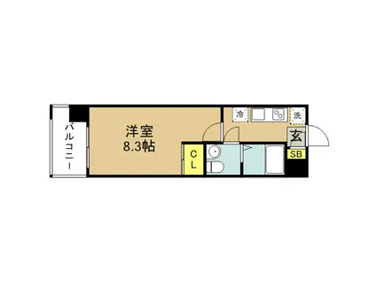 60 V-TOWER天神(1K/13階)の間取り写真