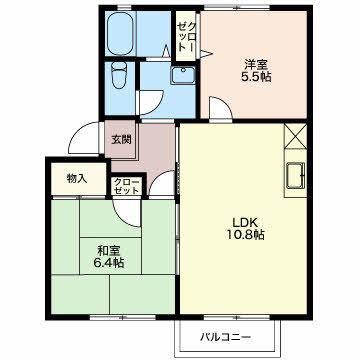 メルベーユ(2LDK/2階)の間取り写真