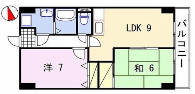 オーセント飯田(2LDK/4階)の間取り写真