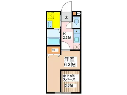 GROUND BASE 北深志(1K/1階)の間取り写真