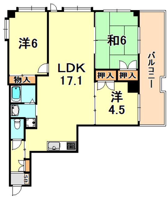 ゴールドクレスト垂水(3LDK/3階)の間取り写真