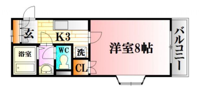 レジデンス増田III(1K/2階)の間取り写真