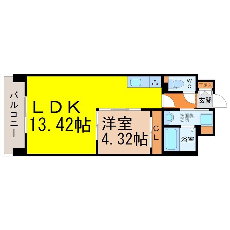 PRIMAL千種LUNO(1LDK/15階)の間取り写真