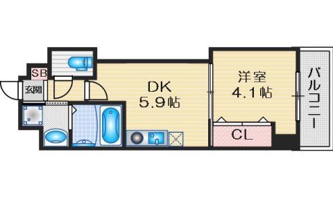 プレステージIII城北(1DK/4階)の間取り写真