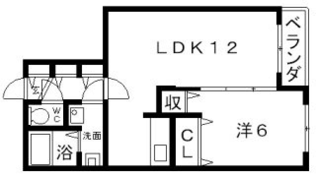 ヴィラ大領(1LDK/2階)の間取り写真