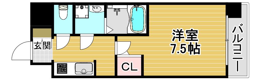 S-RESIDENCE福島GRANDE(1K/7階)の間取り写真