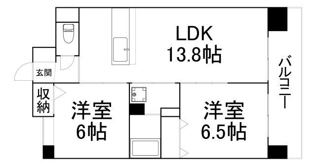 FDS GLANZ(2LDK/10階)の間取り写真