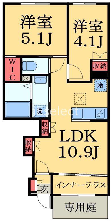 レサンス八街(2LDK/1階)の間取り写真