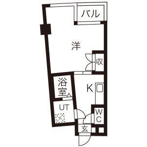 カーサヨサミ(1K/4階)の間取り写真