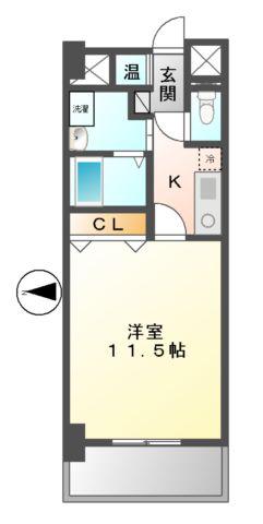 TQレジデンス名古屋錦(1K/10階)の間取り写真
