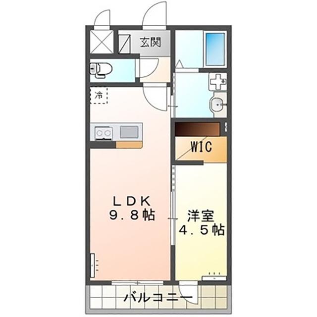 阿見町中郷 (1LDK/2階)の間取り写真